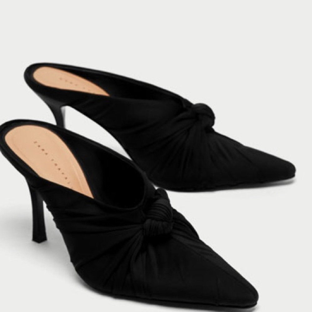 Zara High Heel Mules w/ Bow